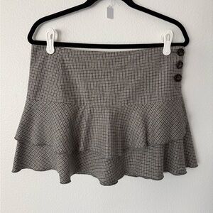 Women's Gray Plaid Ruffle Mini Skirt